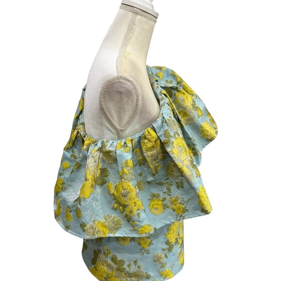 Abbey Glass Women’s Medium Clementine Blue Yellow Floral One Shoulder Top NWT - Picture 9 of 13